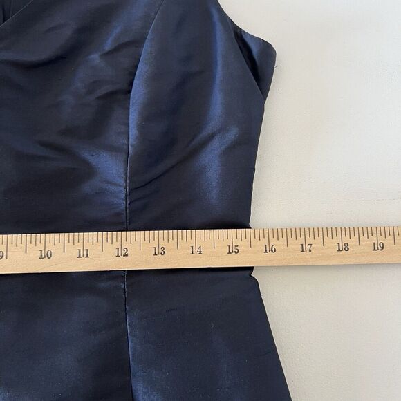 Talbots Pure Silk Dress Suit Womens 8 Blue Satin Two Piece Set Jacket Formal - Picture 14 of 16